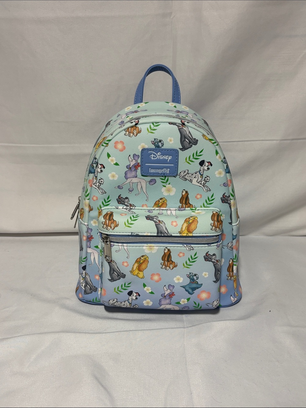 Loungefly Disney Dogs Floral Mini Backpack NEW Without Tags Blue Animals Cute